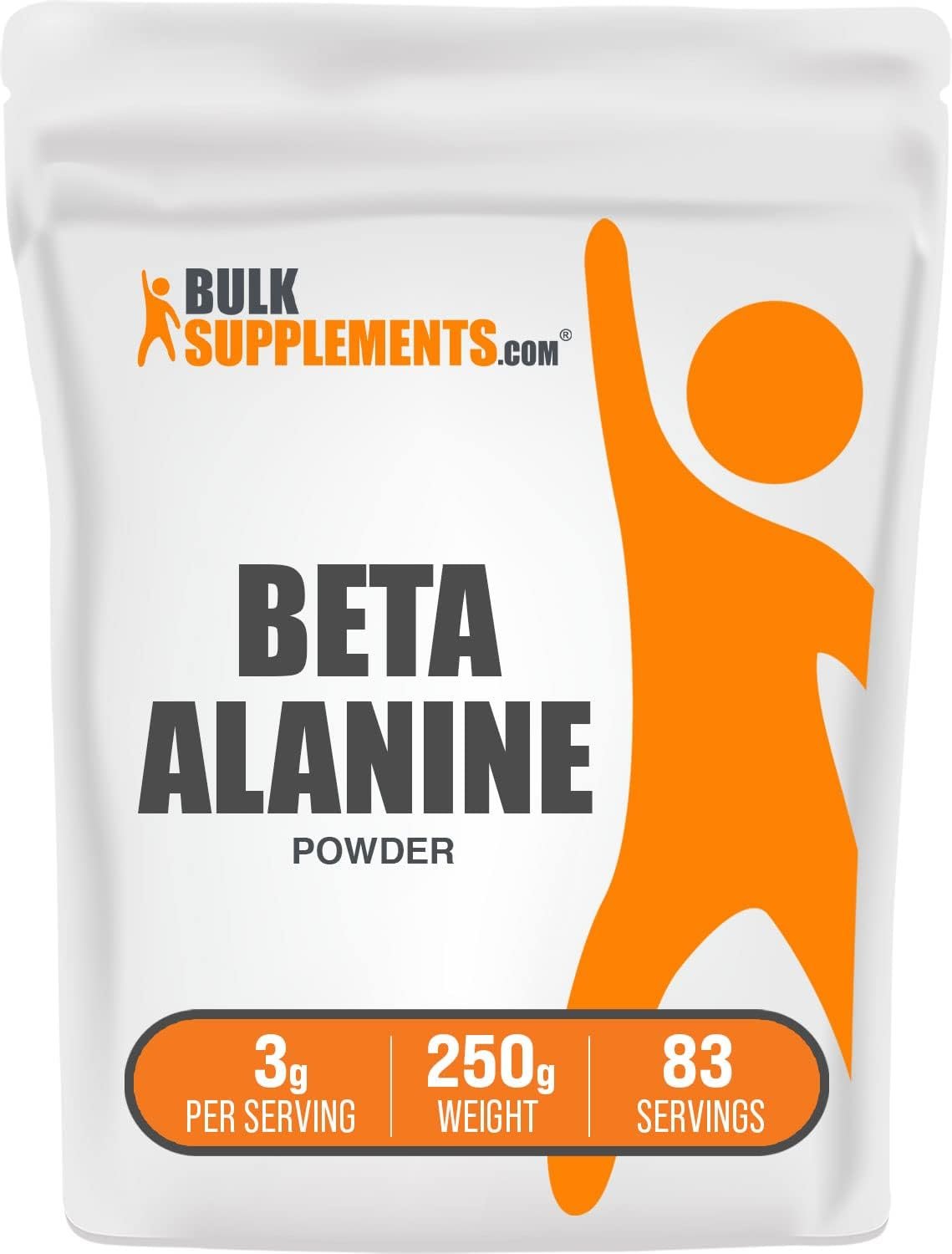 BulkSupplements.com Beta Alanine Powder – Beta-Alanine Supplement, Pre-Workout Supplement – Unflavored & Gluten Free, 3g per Serving, 250g (8.8 oz) (Pack of 1)