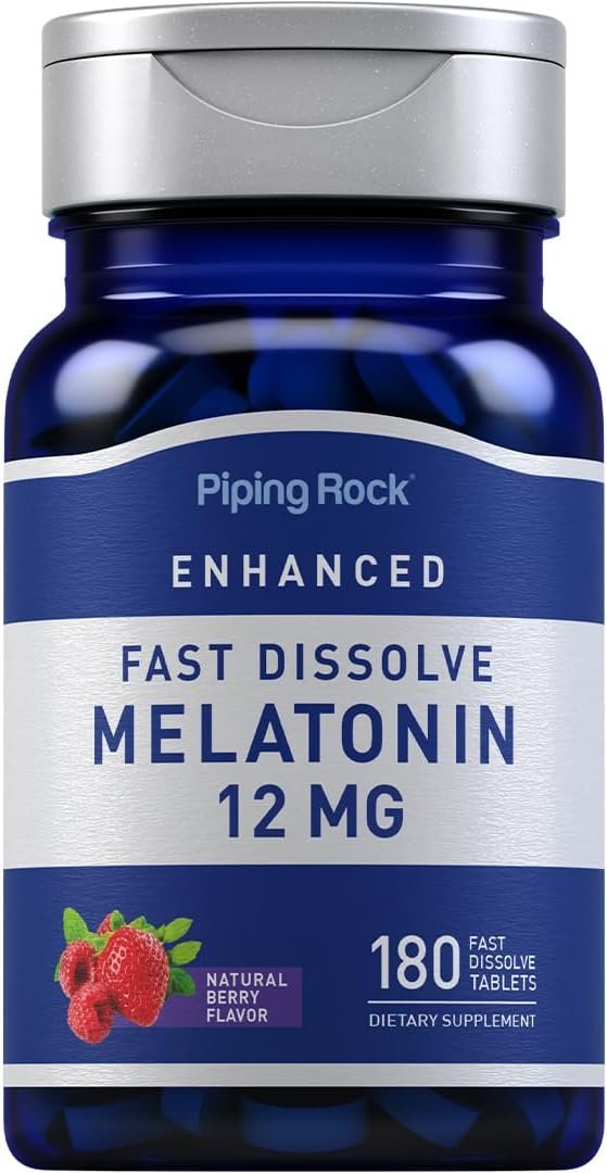 Piping Rock Melatonin 12 mg | 180 Fast Dissolve Tablets | Berry Flavor