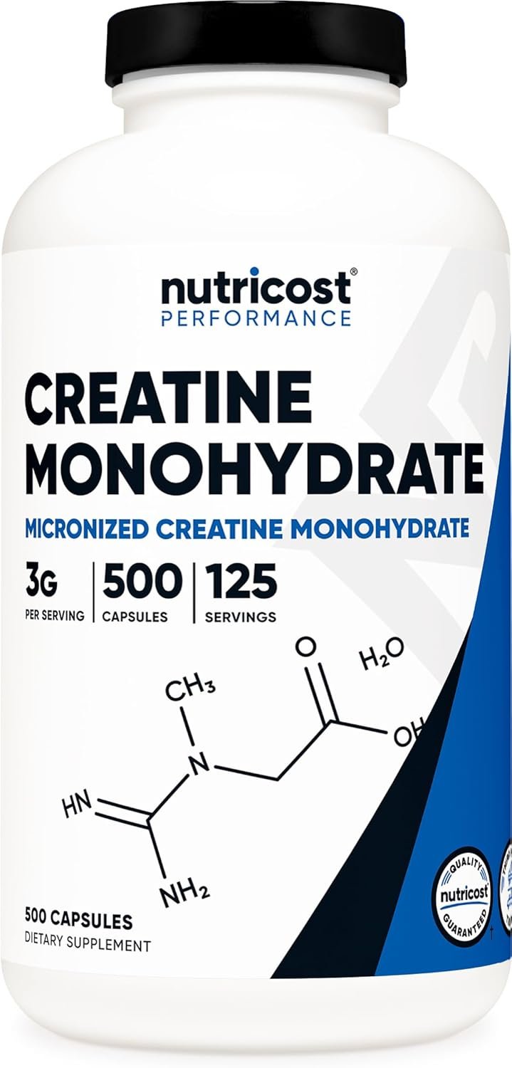 Nutricost Micronized Creatine Monohydrate (3,000mg) 500 Capsules