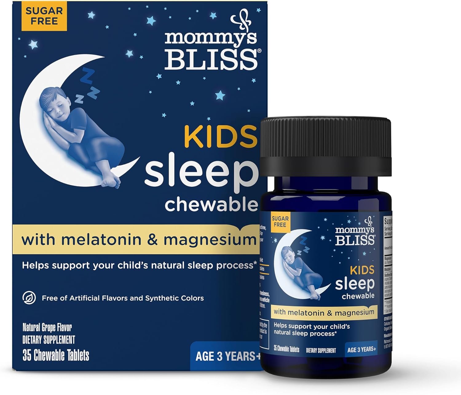 Mommy’s Bliss Kids Sleep Support Melatonin Chewable, Grape Flavor, 35 Ct