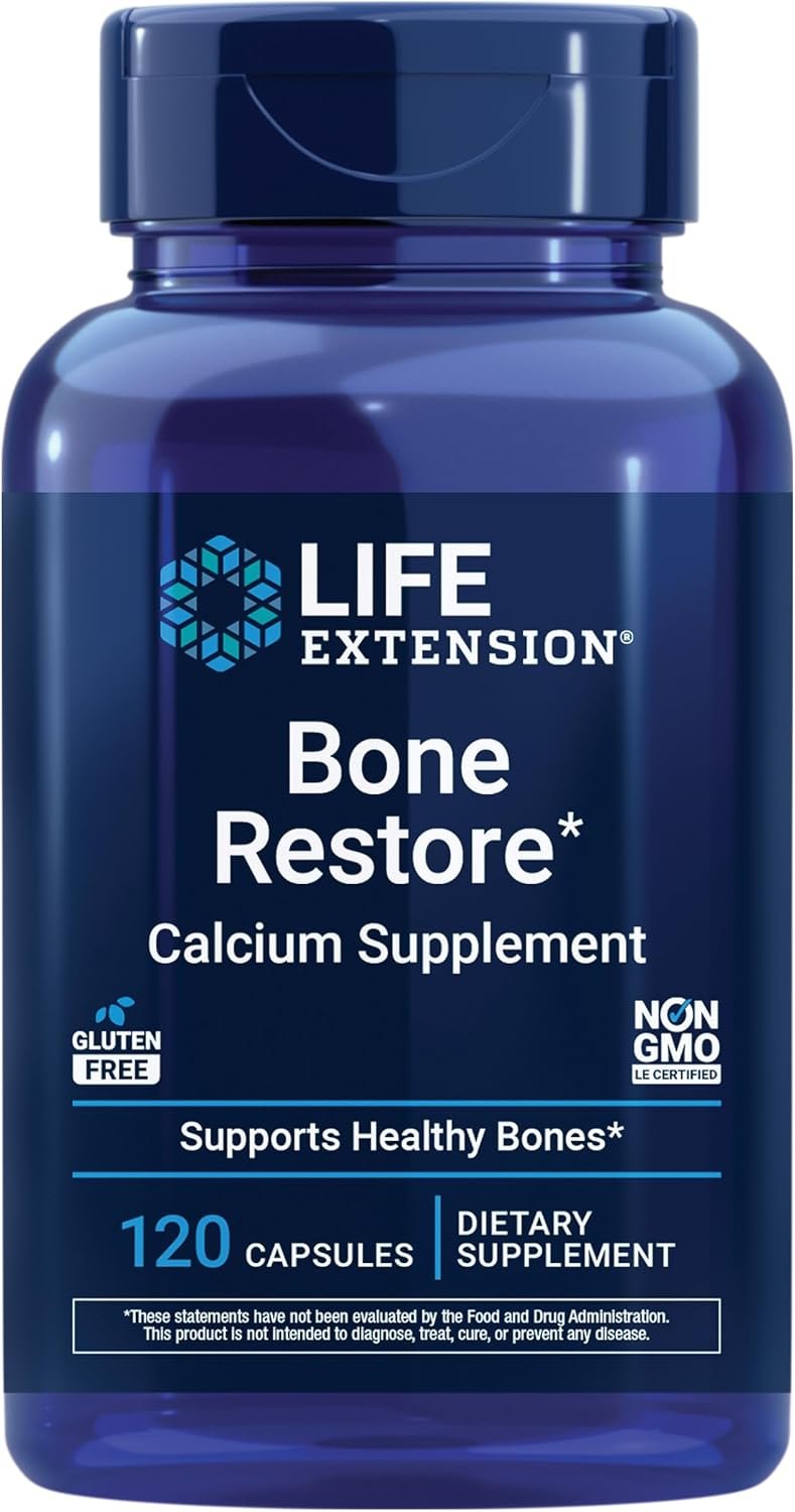 Life Extension Bone Restore Calcium Supplement, Vitamin D3, 120 Capsules