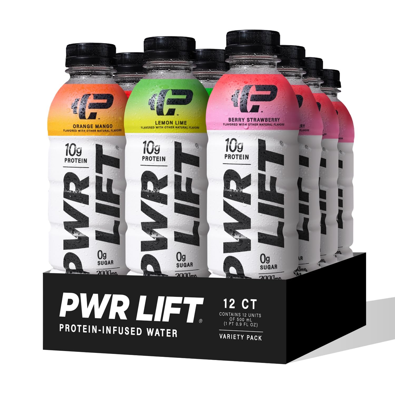 PWR LIFT Whey Protein Water, Variety Pack, 16.9 Oz (Pack of 12)