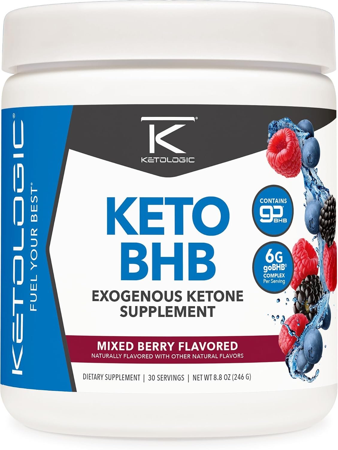 Ketologic Keto BHB (Mixed Berry) 30 Servings, Beta-Hydroxybutyrate Salts