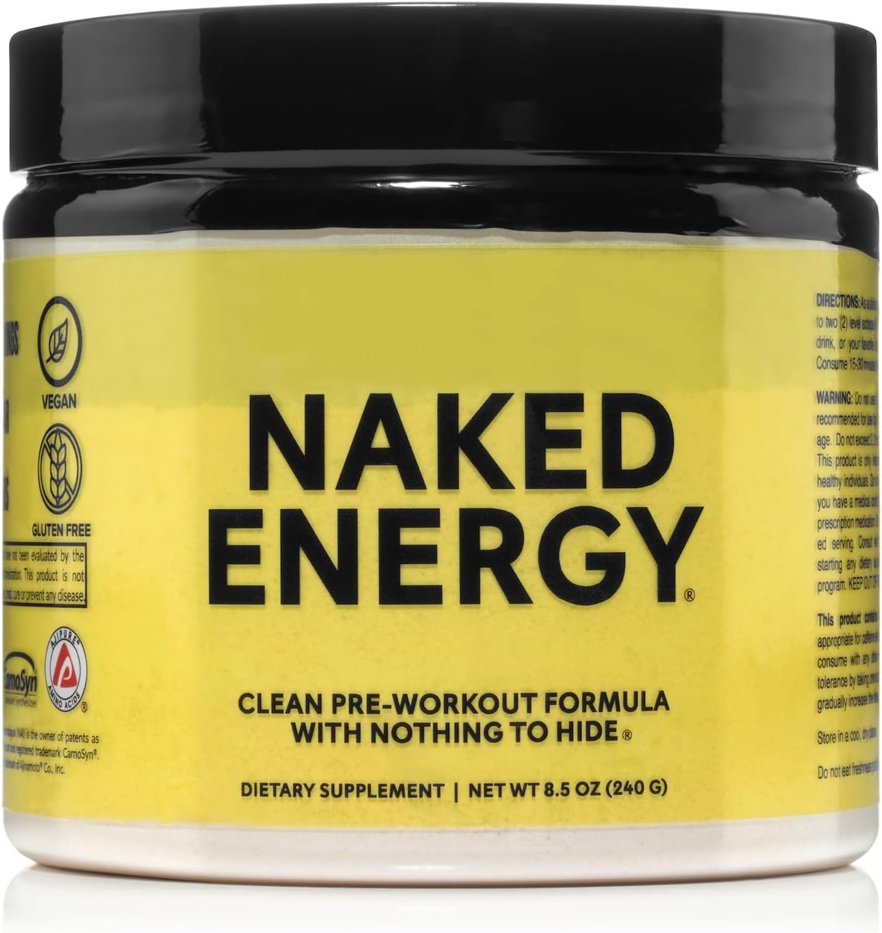 NAKED Energy – Pure Pre Workout Powder for Men and Women, NSF Certified, Vegan, Unflavored, Healthy Pre Workout – No Added Sweeteners, Colors Or Flavors – 50 Servings