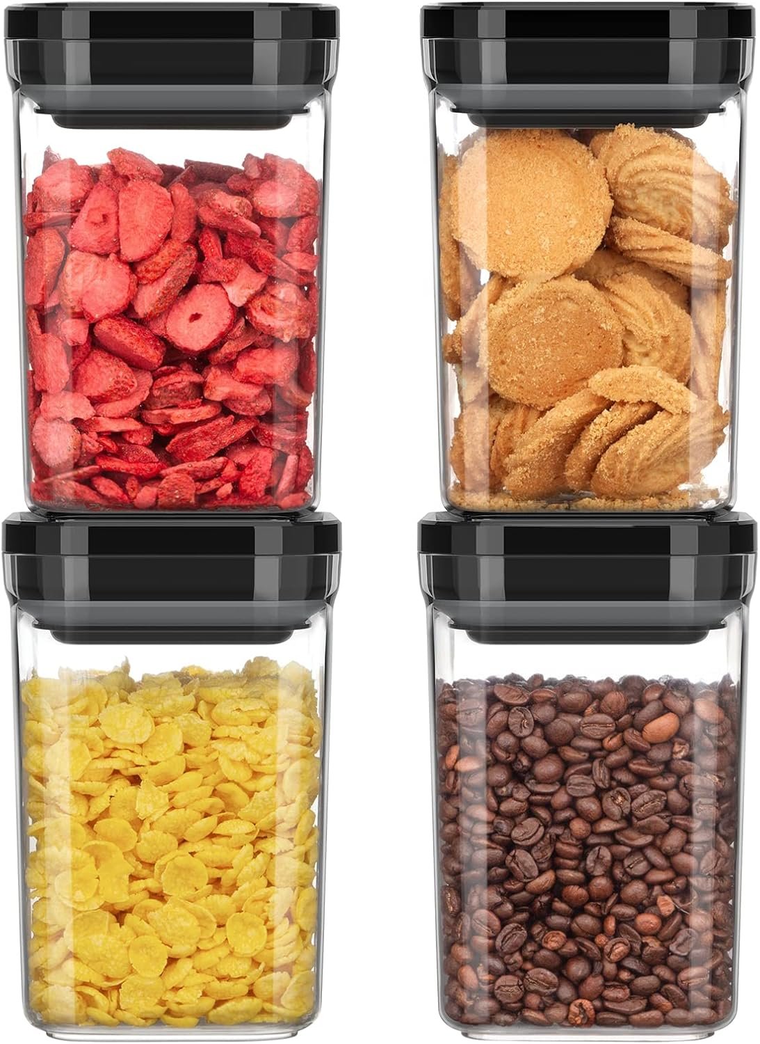 MR.SIGA 4 Pack Airtight Food Storage Container Set for Pantry Organization