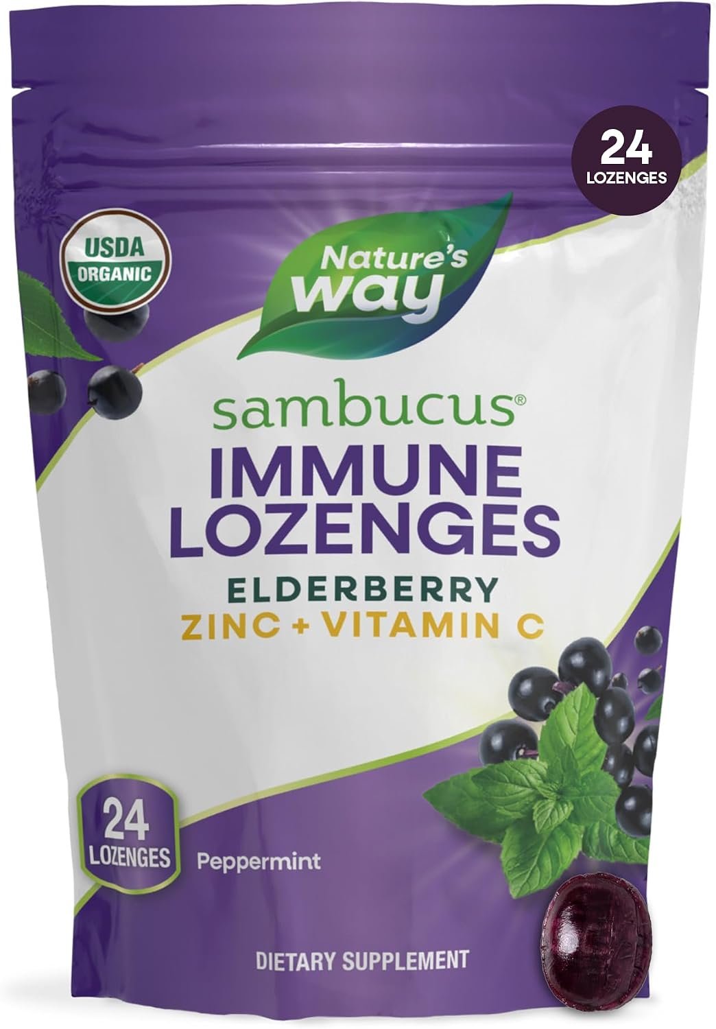 Nature’s Way Sambucus Immune Lozenges, Peppermint Flavored Lozenges, 24 ct