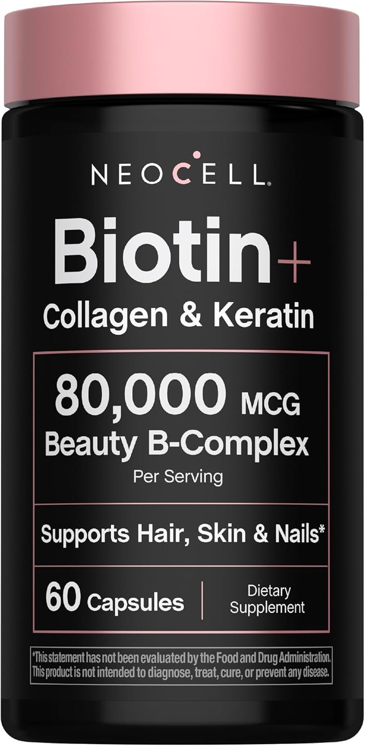 NeoCell Biotin Collagen Keratin Supplement | 80000mcg | 60 Capsules