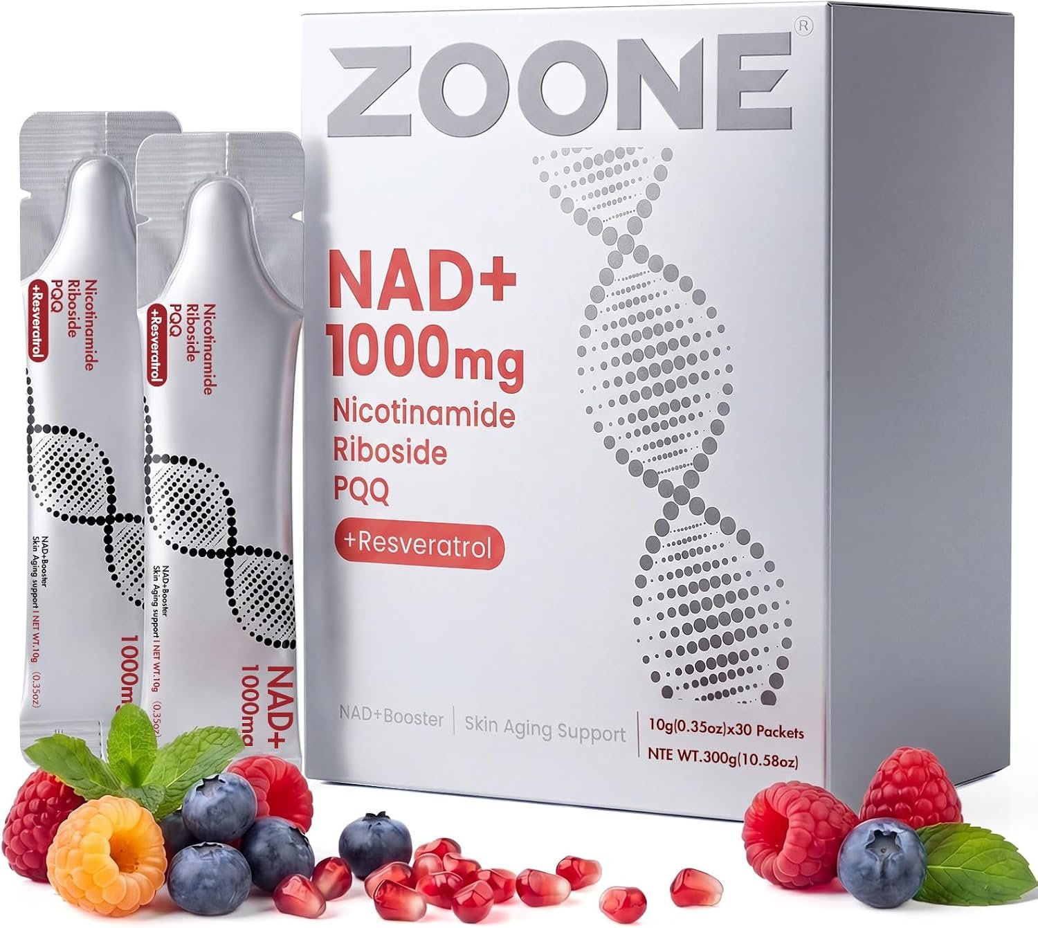 Updated NAD Plus 1000mg Liquid Supplement for Women & Men, 30 Packets