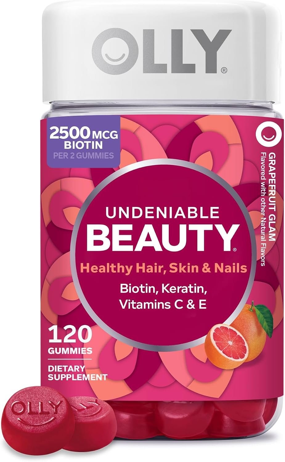 OLLY Hair Skin and Nails Gummies, Undeniable Beauty, Biotin – 120 Count