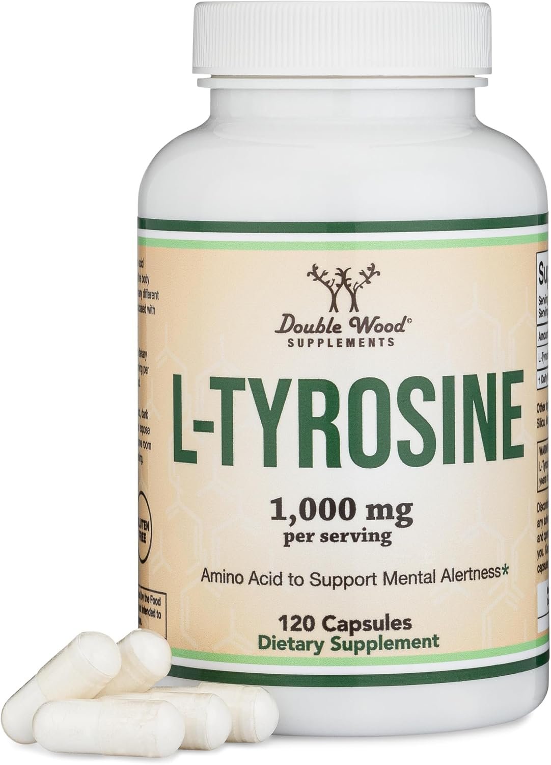 L-Tyrosine 1,000mg, Focus, Attention + Mood Support, 120 Capsules