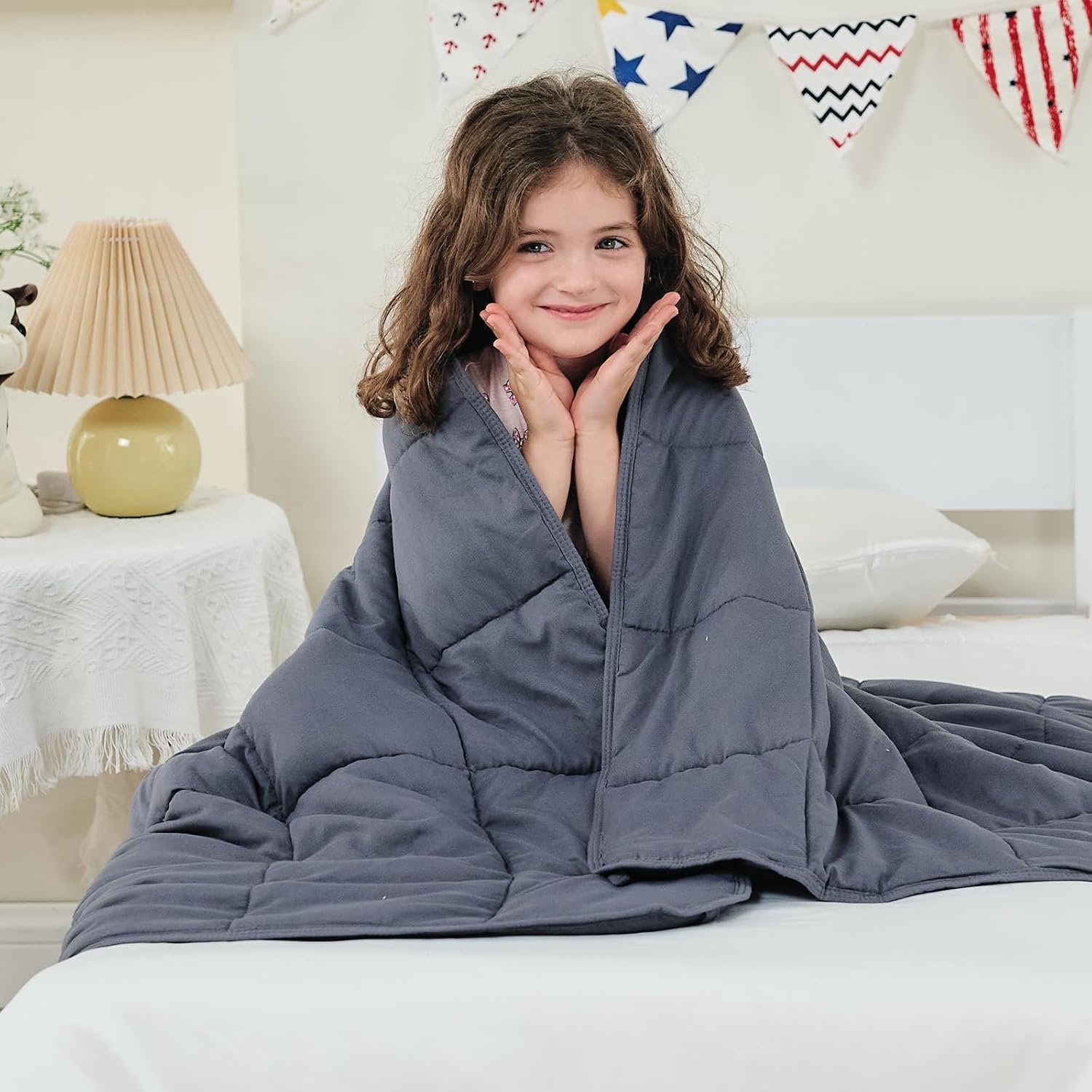 yescool Weighted Throw Blanket 7lbs, 41″ x 60″, Grey