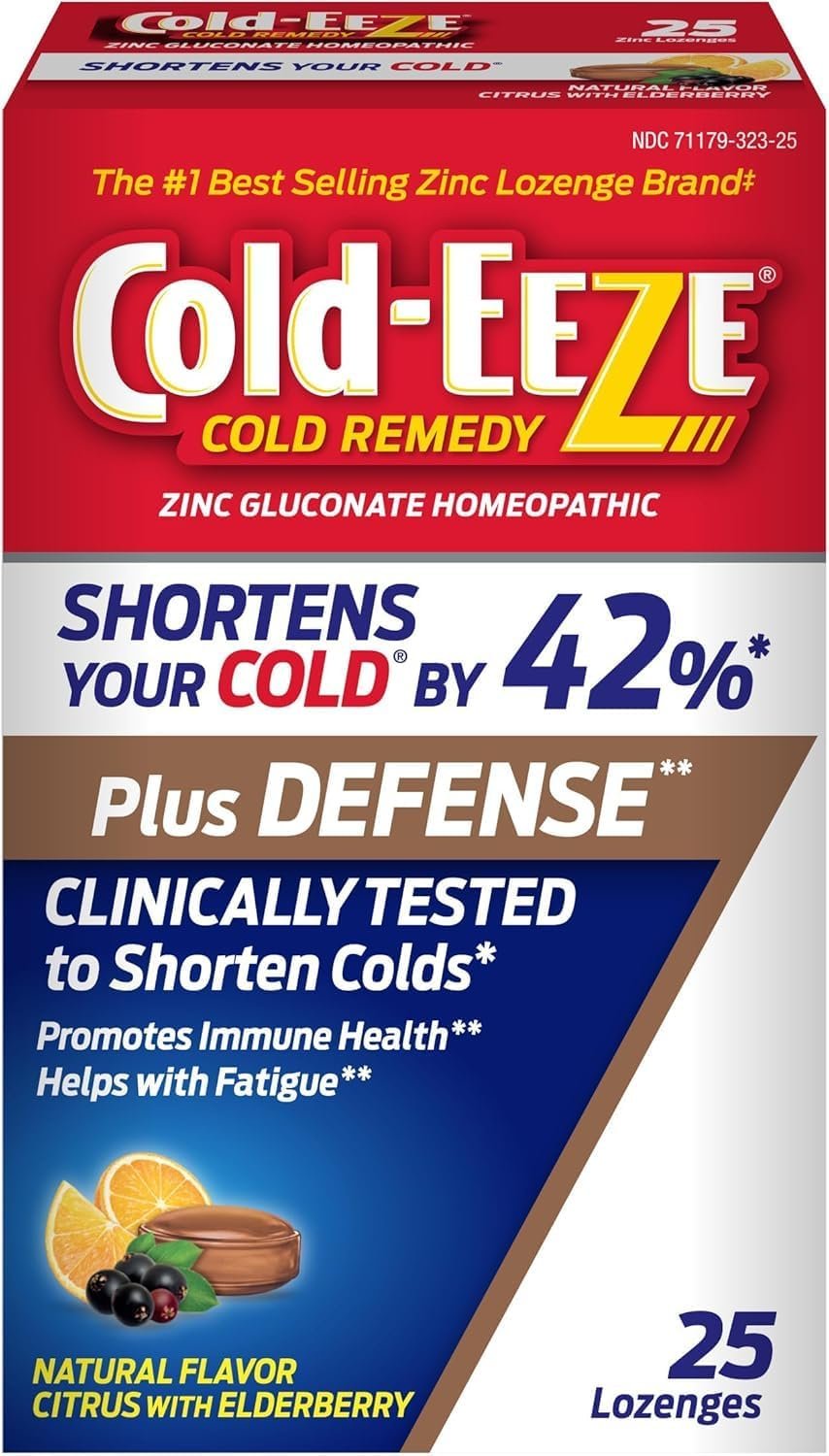 Cold-Eeze Plus Defense Zinc Lozgs, Natural Citrus Elderbry Flavor, 25 Ct