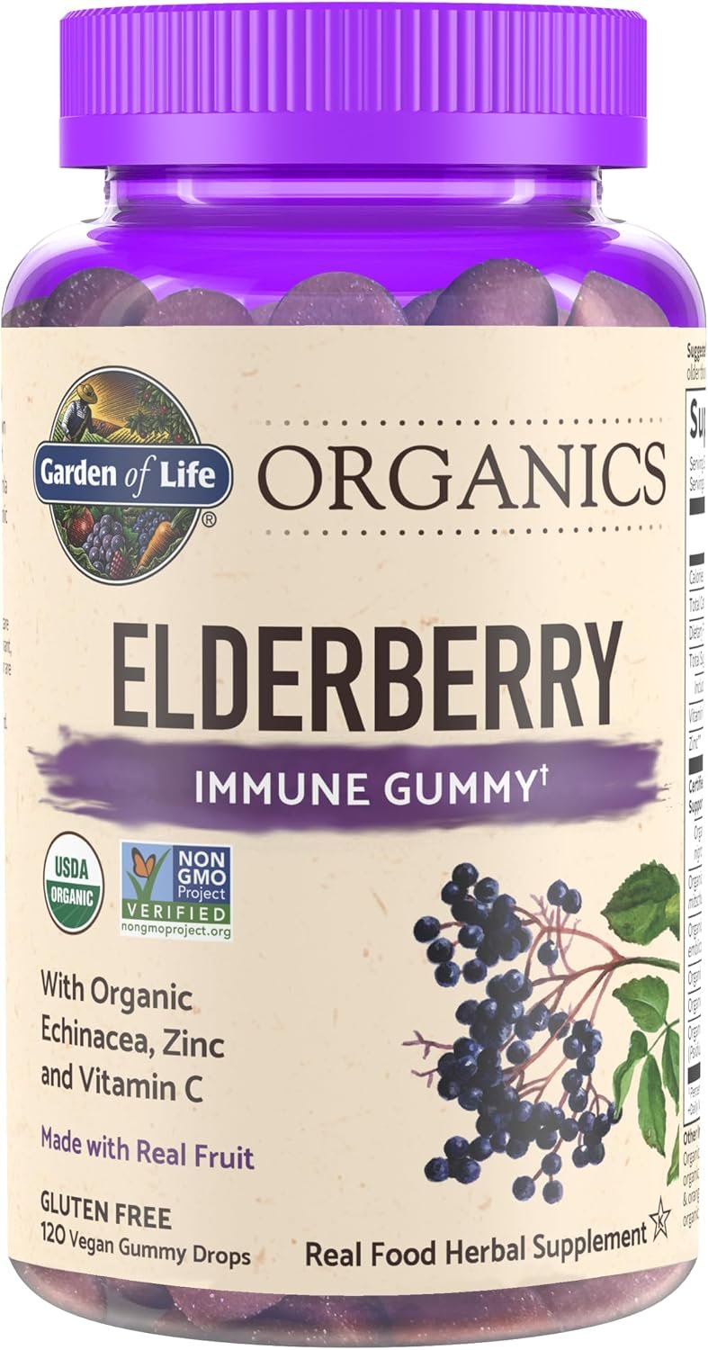 Garden of Life Organics Elderberry Immune Gummies for Adults & Kids, 120ct