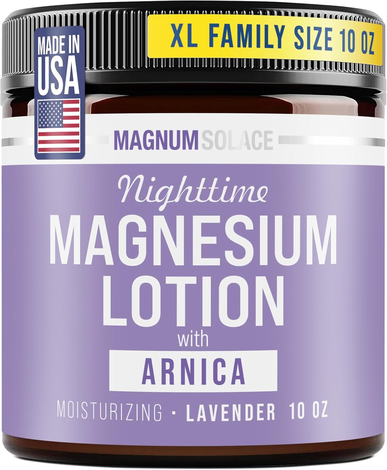 Nighttime Magnesium Lotion with Arnica – Highly Concentrated Magnesium for Muscles & Joints – Apply to Legs or Feet Before Bed – Skin-Friendly, Large 10 oz