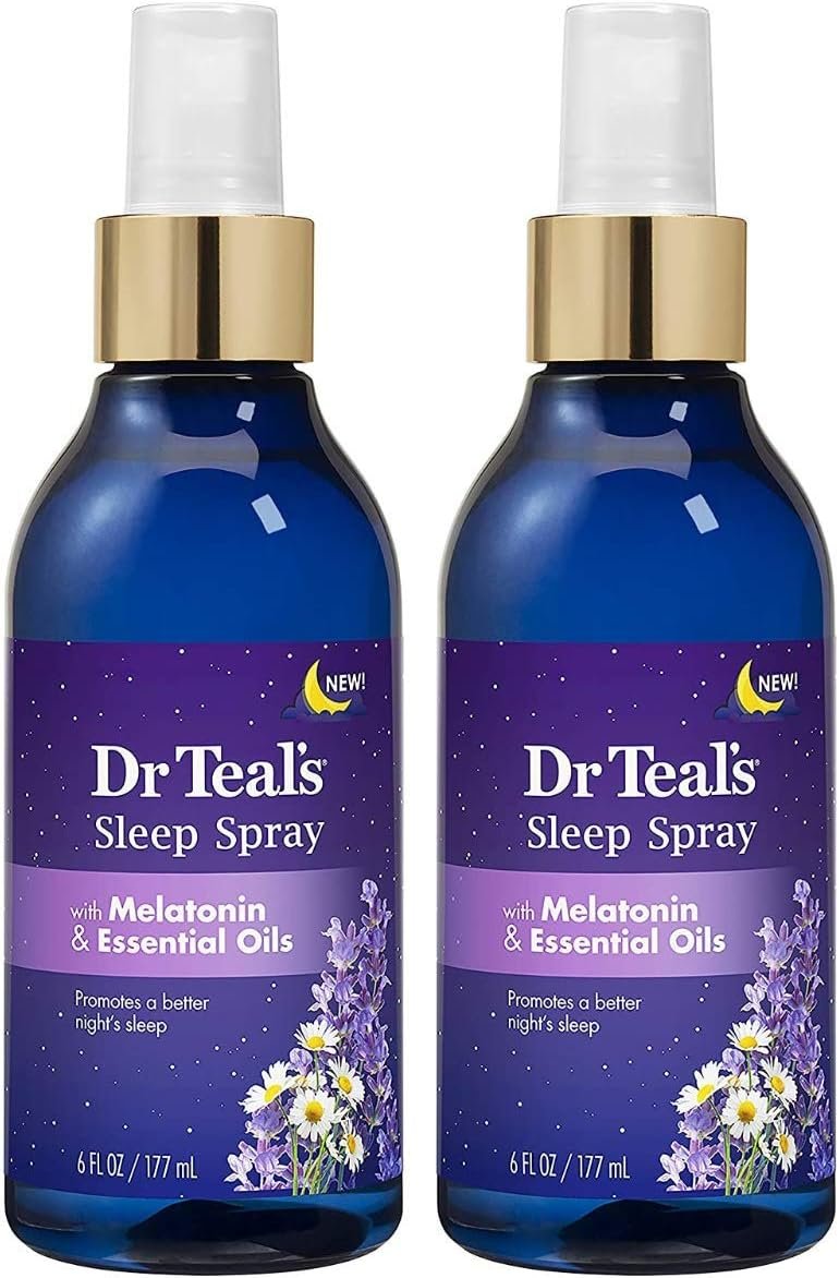 Dr. Teal’s Sleep Spray with Melatonin & Essential Oils Gift Set (2 Pack, 6 fl oz ea.) – Nighttime Therapy Formula with Chamomile & Lavender – Ease Sore Muscles While Promoting a Better Nights Sleep