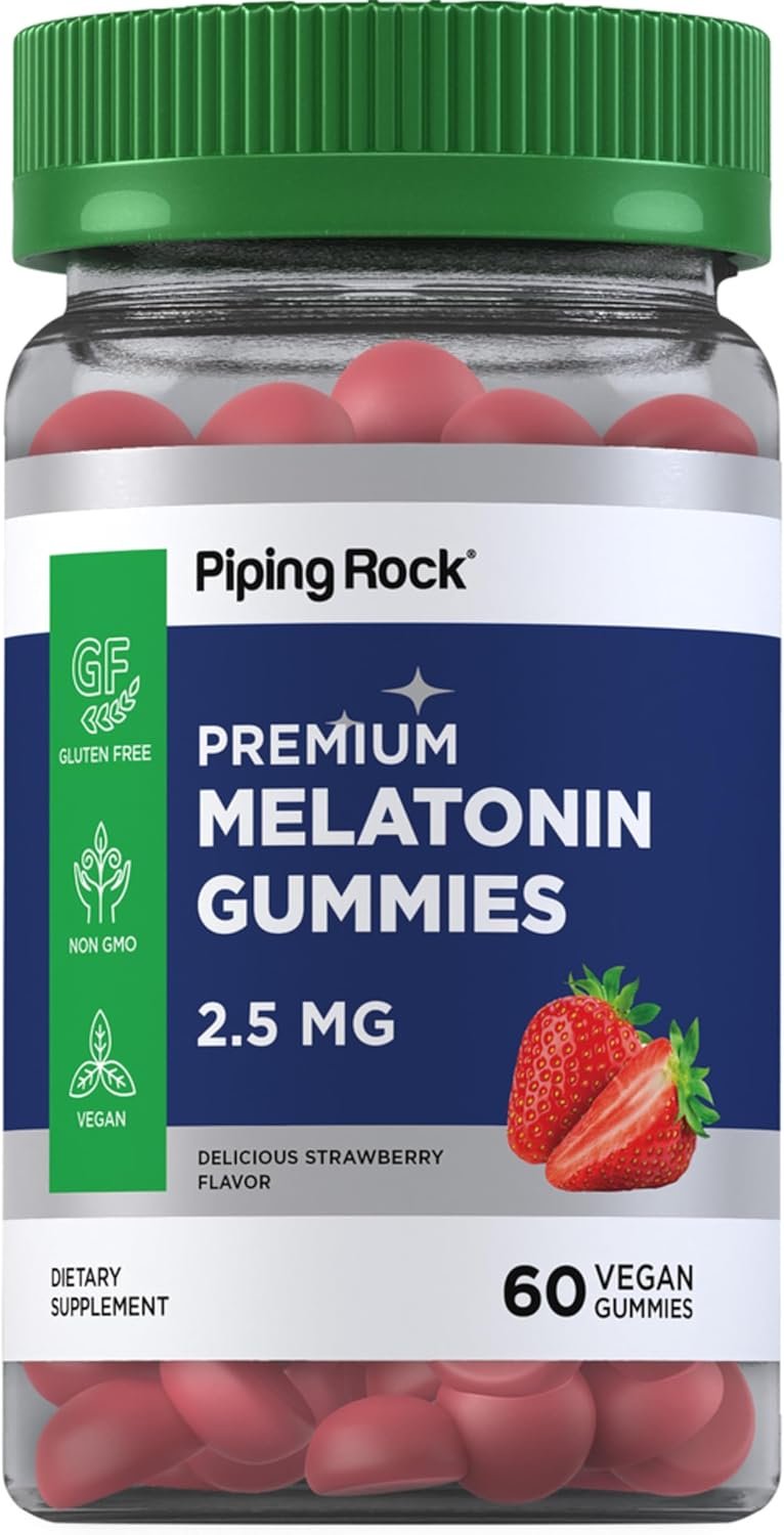 Piping Rock Melatonin Gummies 2.5 mg | 60 Count | Strawberry Flavor Gummy