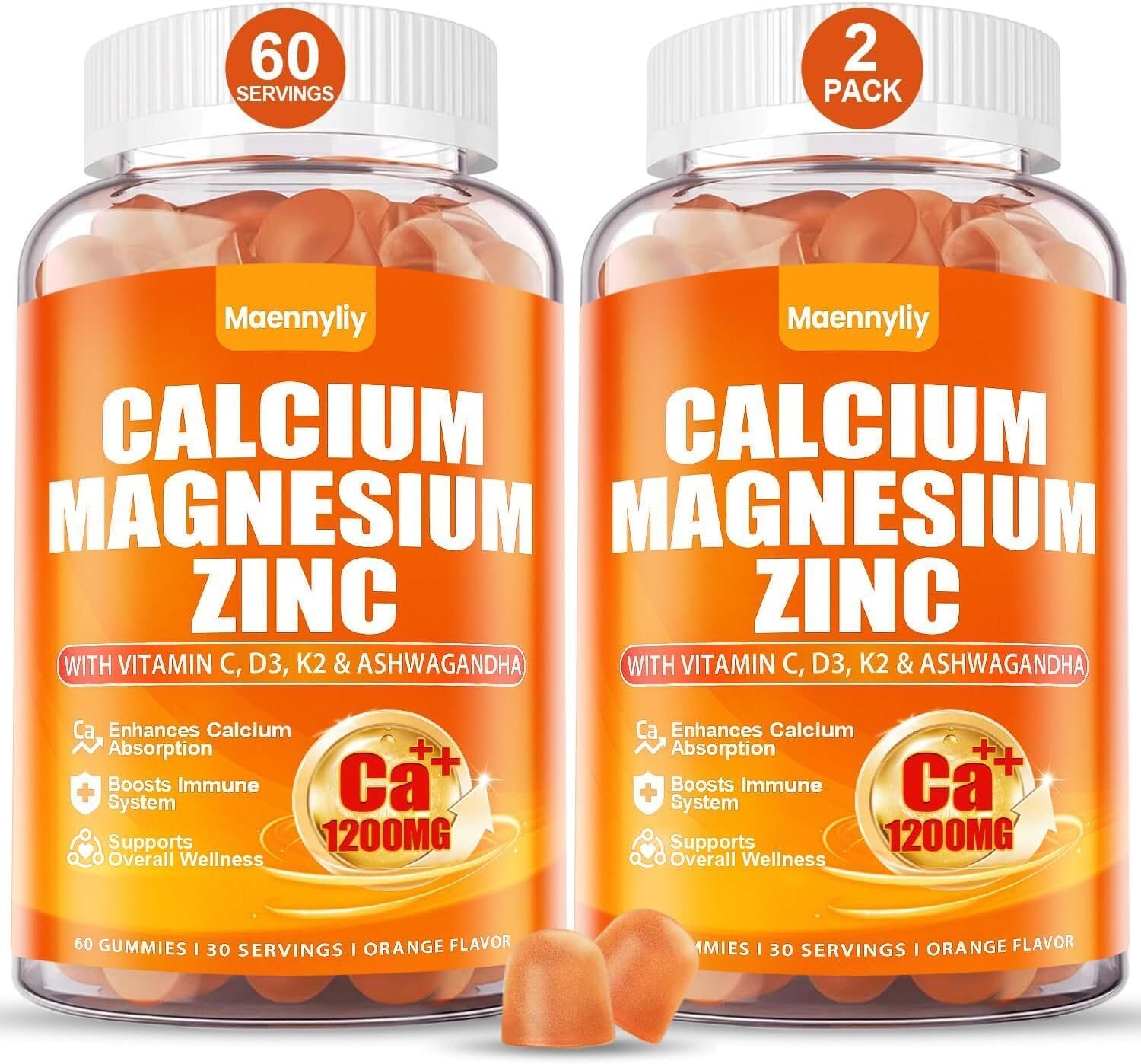 Calcium 1200 mg with Vitamin D3 for Adults – Calcium Citrate Gummies