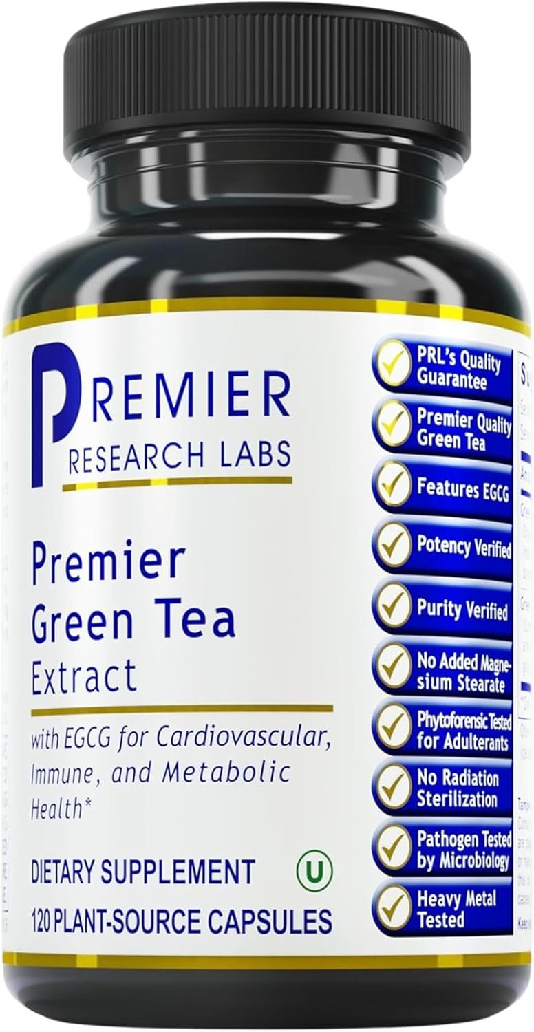 Premier Research Labs Premier Green Tea Extract – Green Tea Capsules, Green Tea Extract Pills, Green Tea Supplement with ECGC, Camellia Sinensis, Pure, Vegan Friendly – 120 Vegetarian Capsules