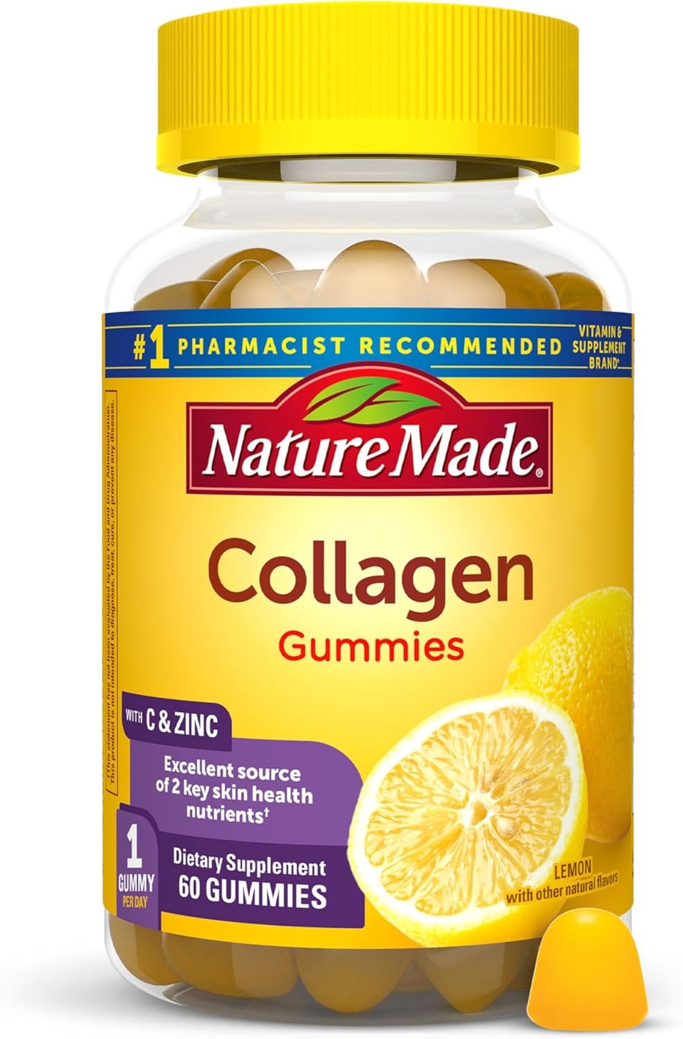 Nature Made Collagen Gummies with Vitamin C and Zinc, 60 Gummies