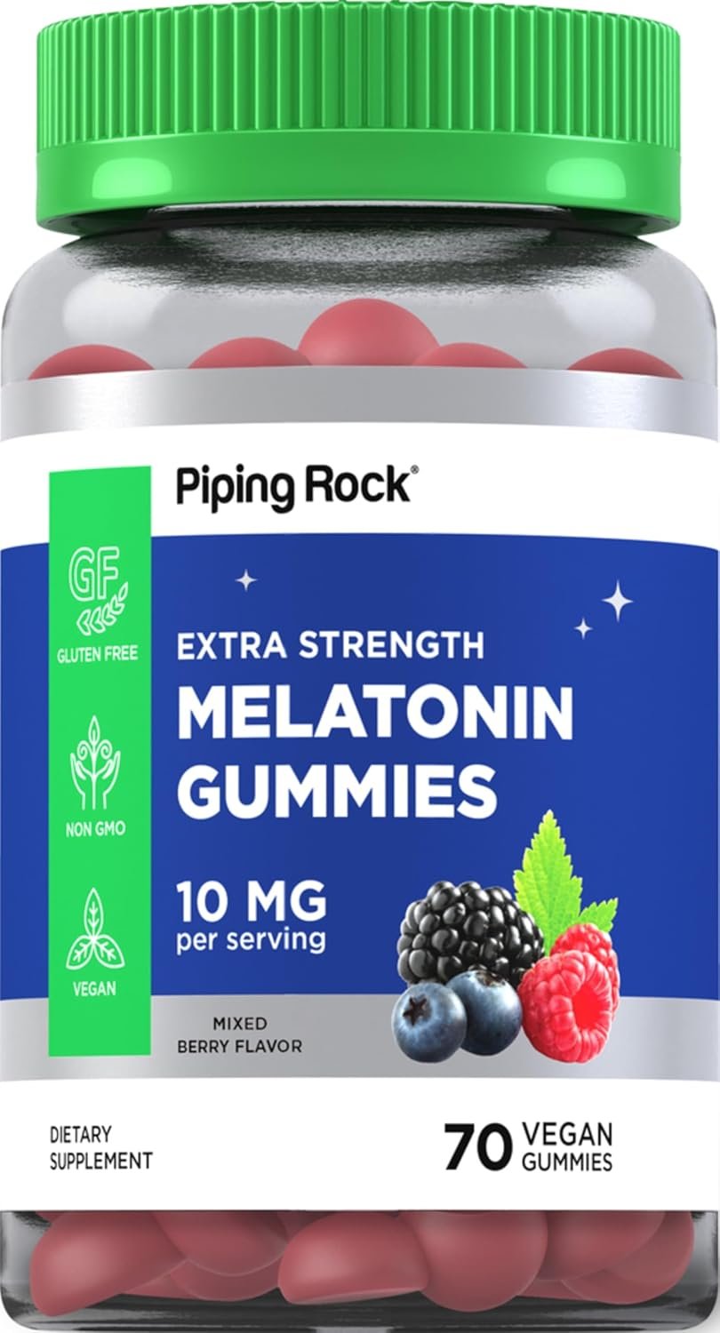 Piping Rock Melatonin Gummies 10mg | 70 Count | Berry Flavor Supplement