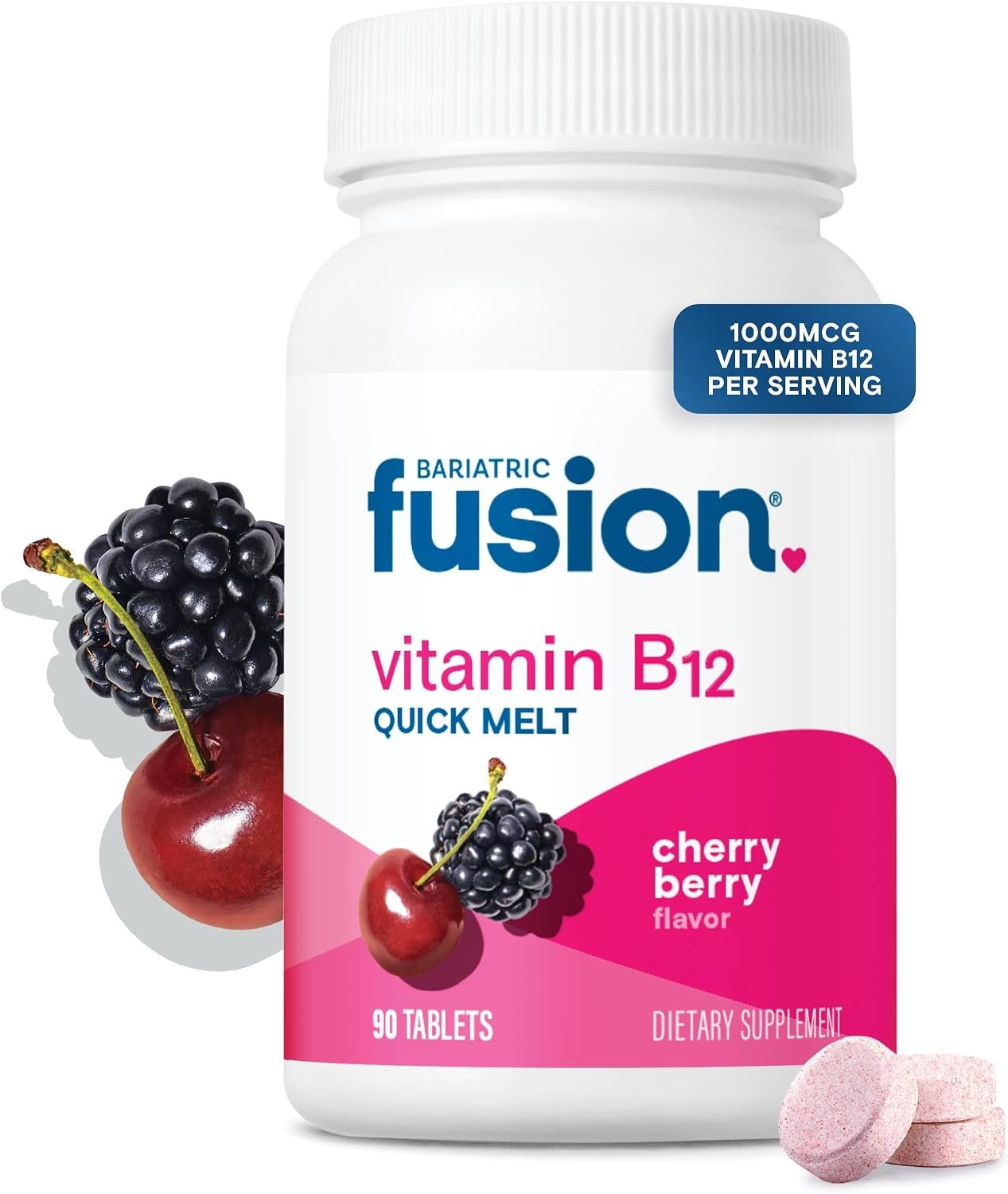 Bariatric Fusion Vitamin B12 1,000mcg, Cherry Berry, 90 Quick Melts