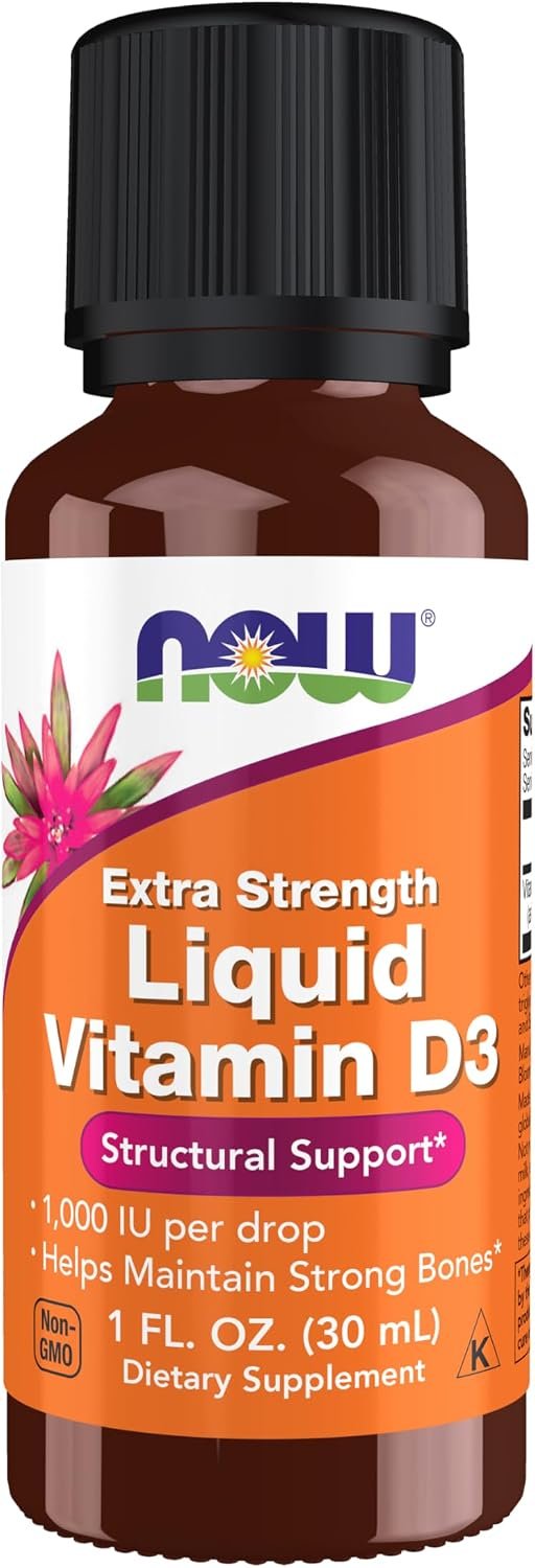 NOW Supplements, Liquid Vitamin D-3, Structural Support*, 1 oz