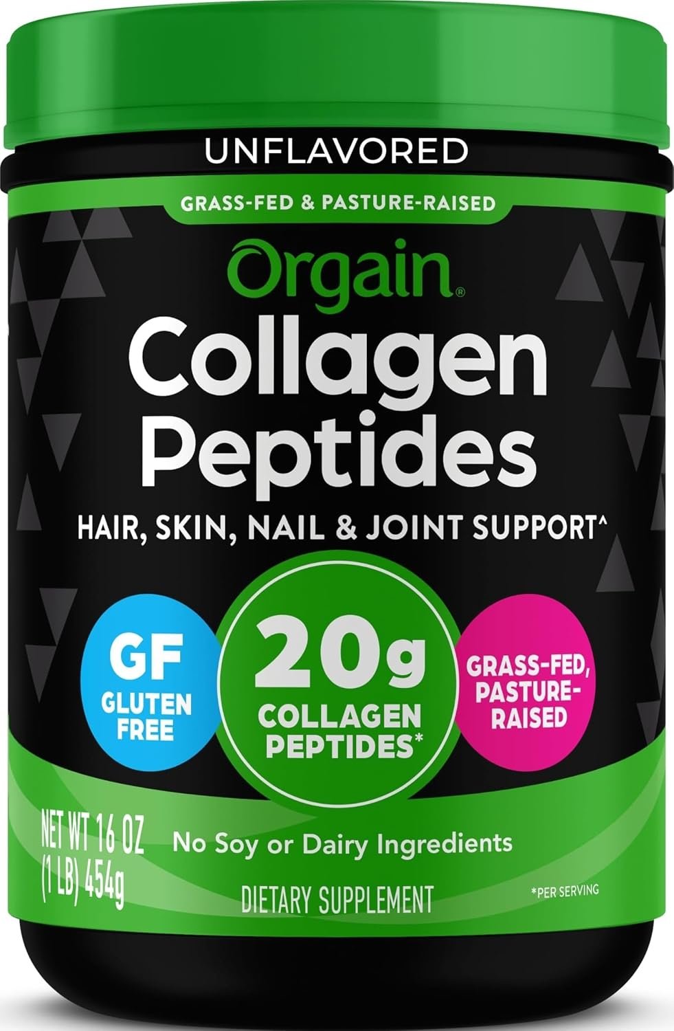 Orgain Hydrolyzed Collagen Peptides Powder For Women & Men, 20g Grass Fed Collagen, Unflavored – Hair, Skin, Nail, & Joint Support Supplement, Paleo & Keto, Non-GMO, Type I and III, 1lb