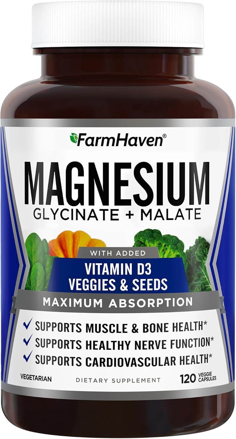 FarmHaven Magnesium Complex, Glycinate/Malate & Vitamin D3, 120 Capsules