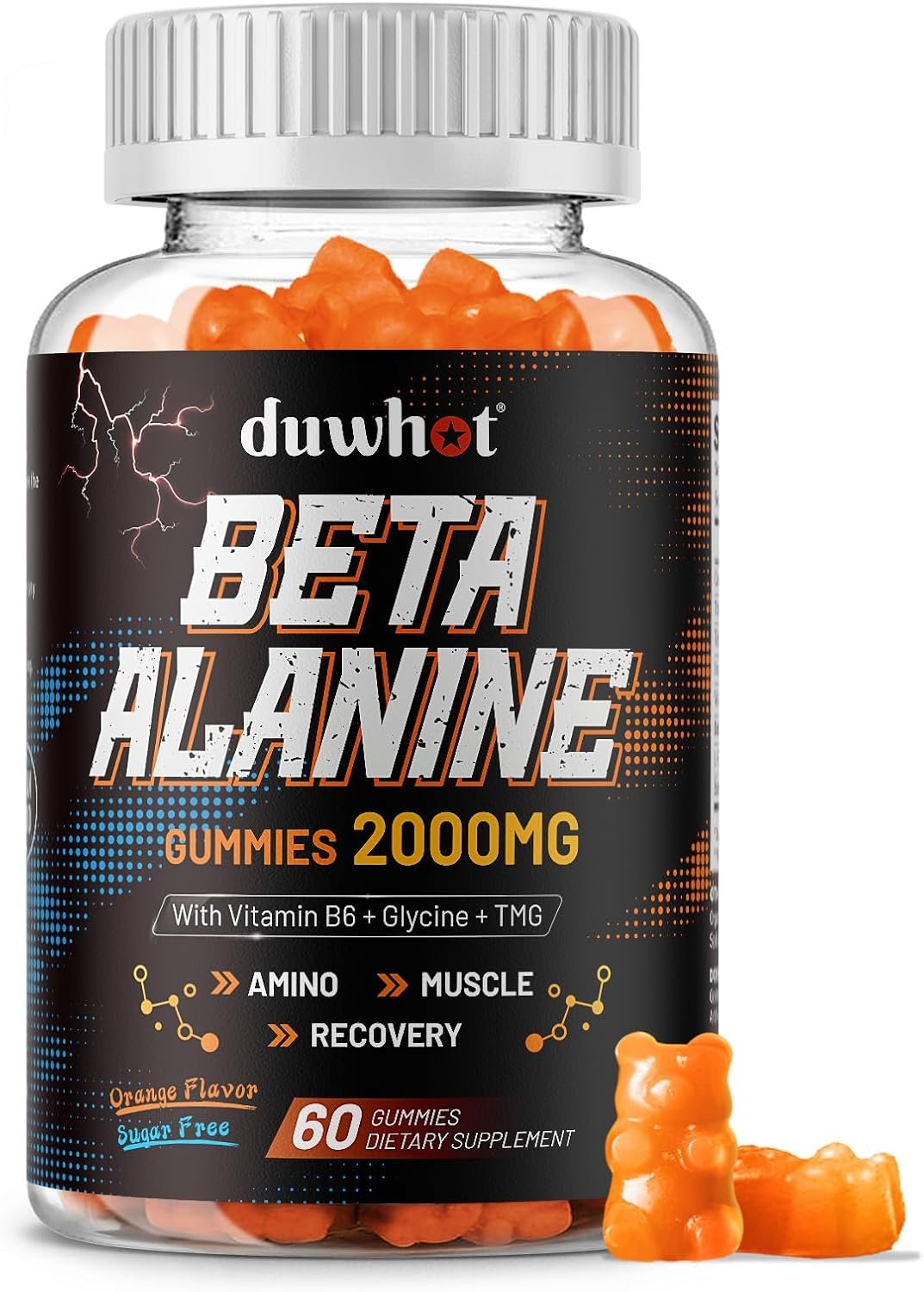 Beta Alanine Gummies 2000mg for Muscle Recovery, Sugar-Free, Vegan, 60