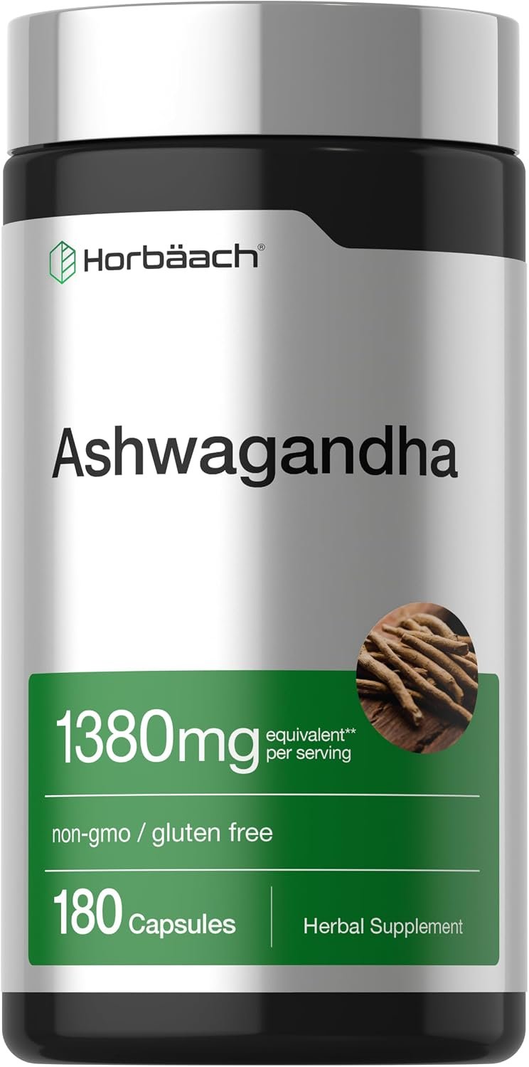 Horbäach Ashwagandha Root Supplement | 180 Capsules | for Women and Men
