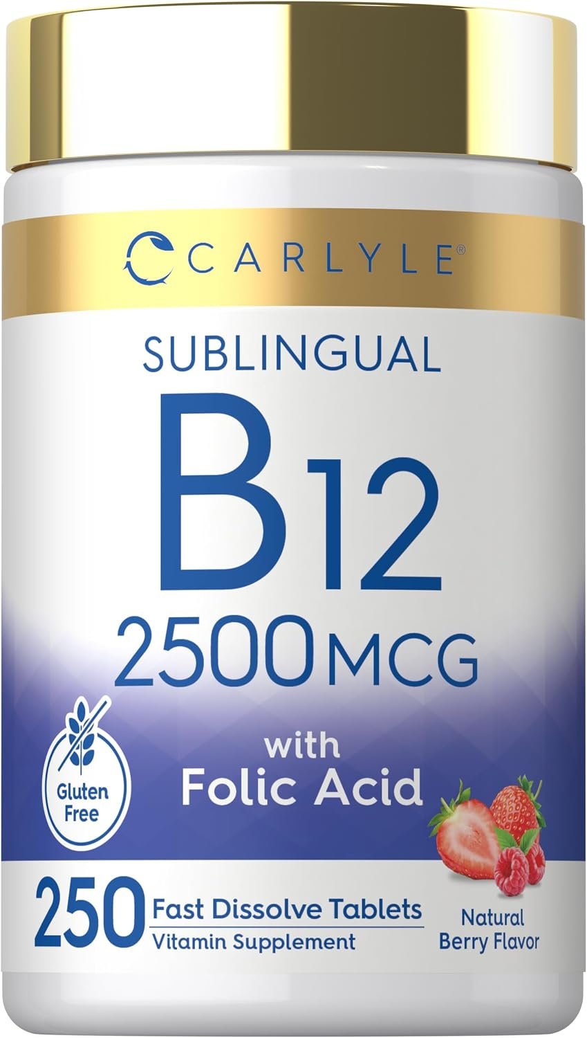 Carlyle Vitamin B12 Sublingual 2500 mcg | 250 Fast Dissolve Tablets