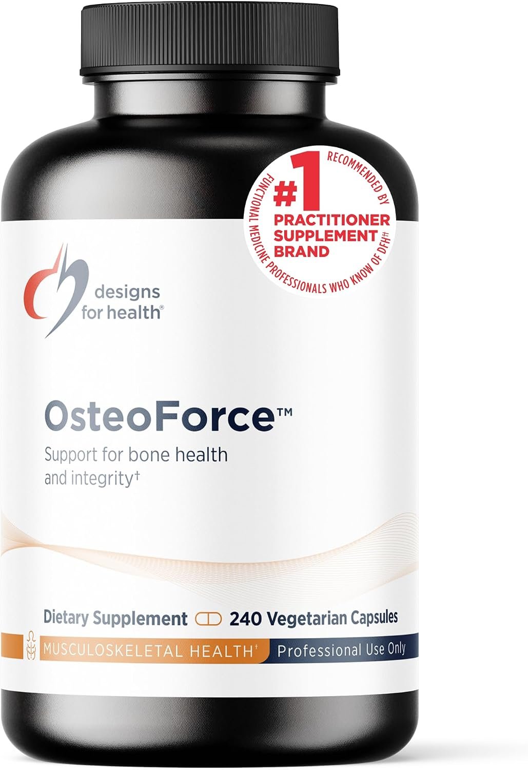 Designs for Health OsteoForce – Premium Bone Support Supplement – Highly Absorbable Nutrients – Calcium Malate, Magnesium, Zinc Bisglycinate Chelate, Vitamins D + K – Non-GMO, Soy Free (240 Capsules)