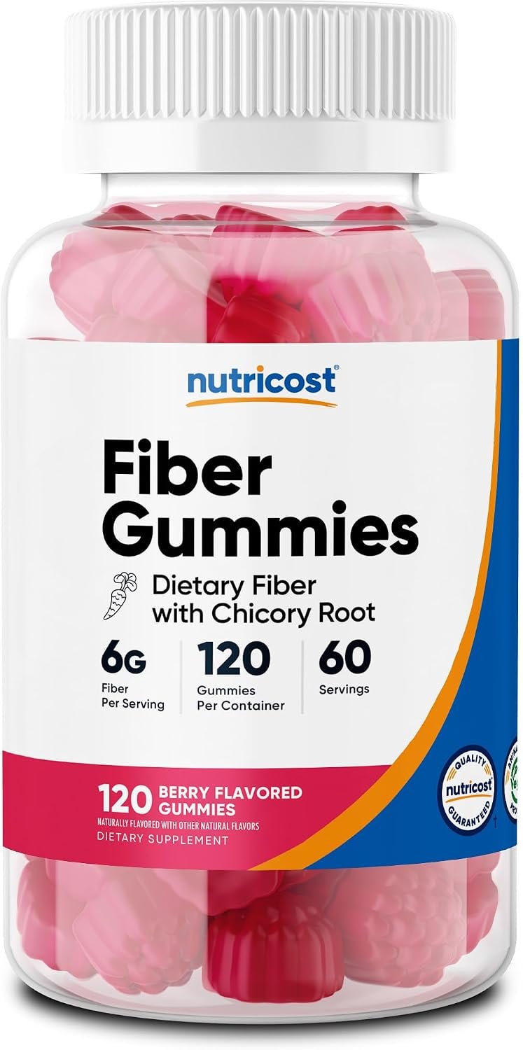 Nutricost Fiber Gummies (Berry Flavored) 120 Gummies, Vegan, 60 Servings