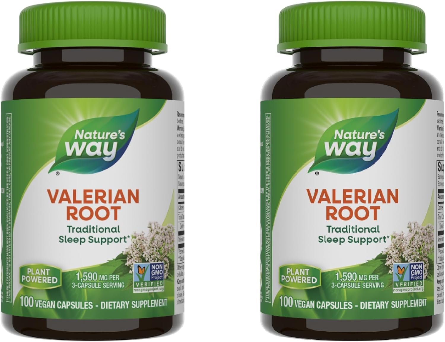 Nature’s Way Valerian Root, Traditional Sleep Support*, Non-GMO Project Verified, Gluten Free, Vegan, 100 Capsules (Packaging May Vary) – 2 Pack