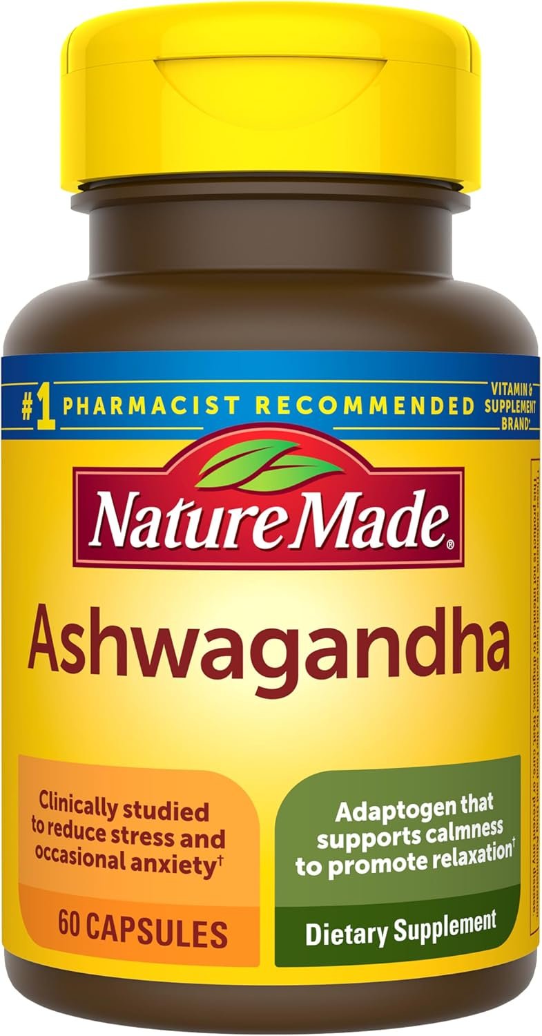 Nature Made Ashwagandha Capsules 125mg for Stress Support, 60 Capsules