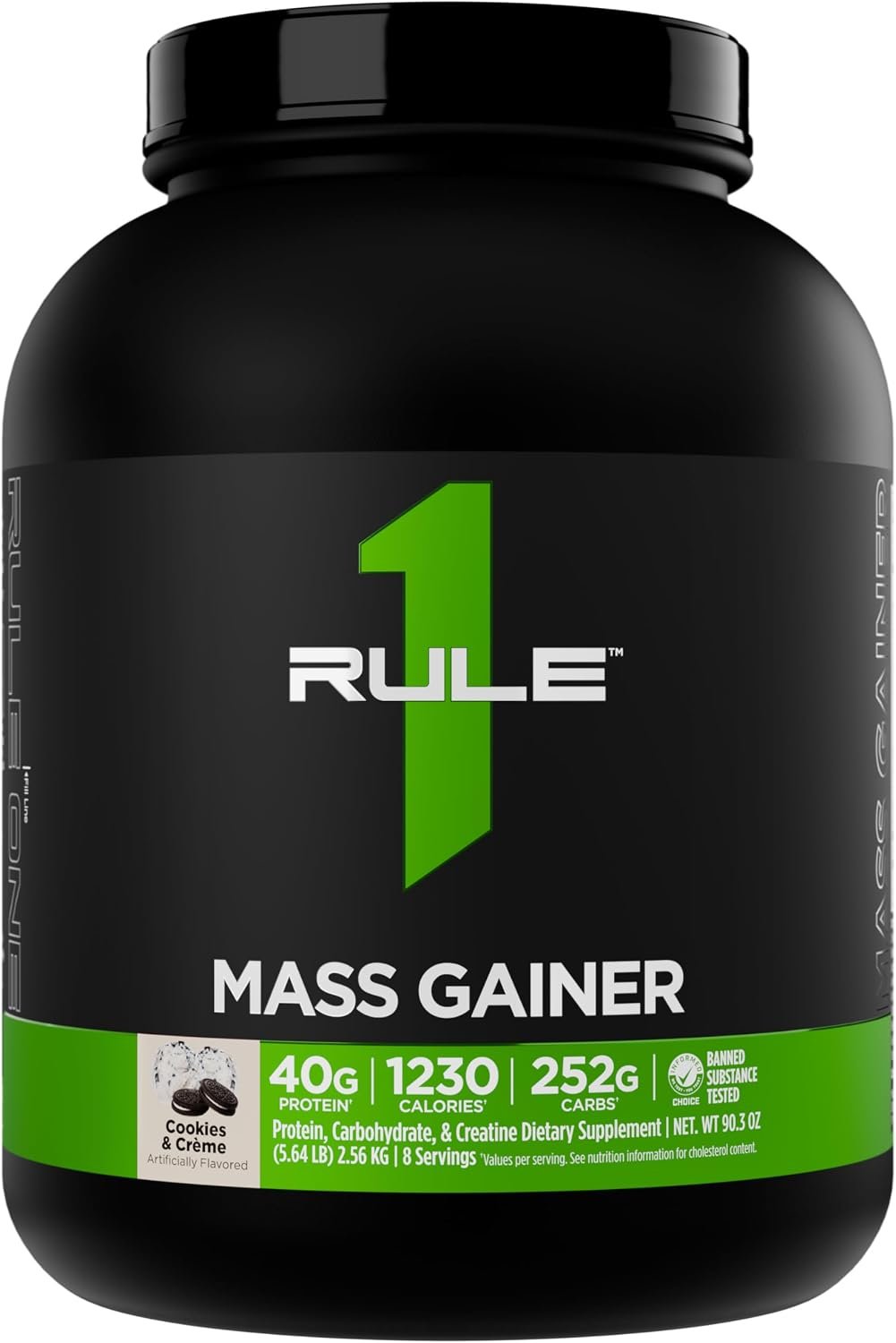 Rule 1 Proteins Mass Gainer, Cookies & Crème, 8 Servings