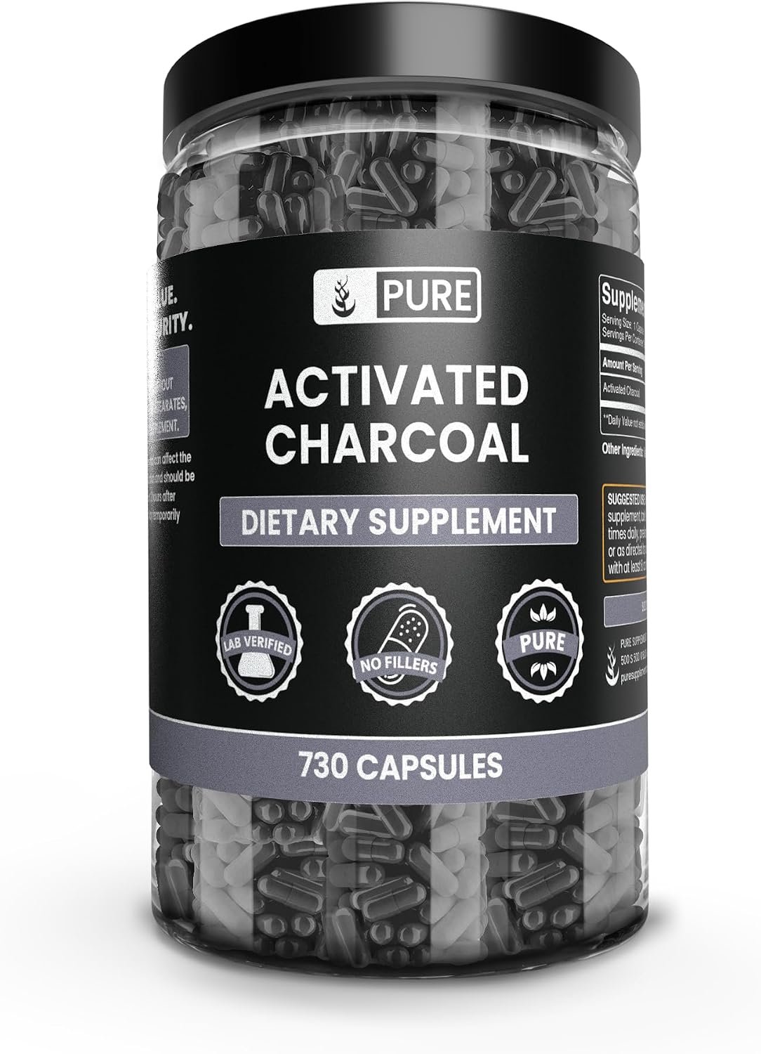 Pure Original Ingredients, Activated Charcoal, 730 Capsules