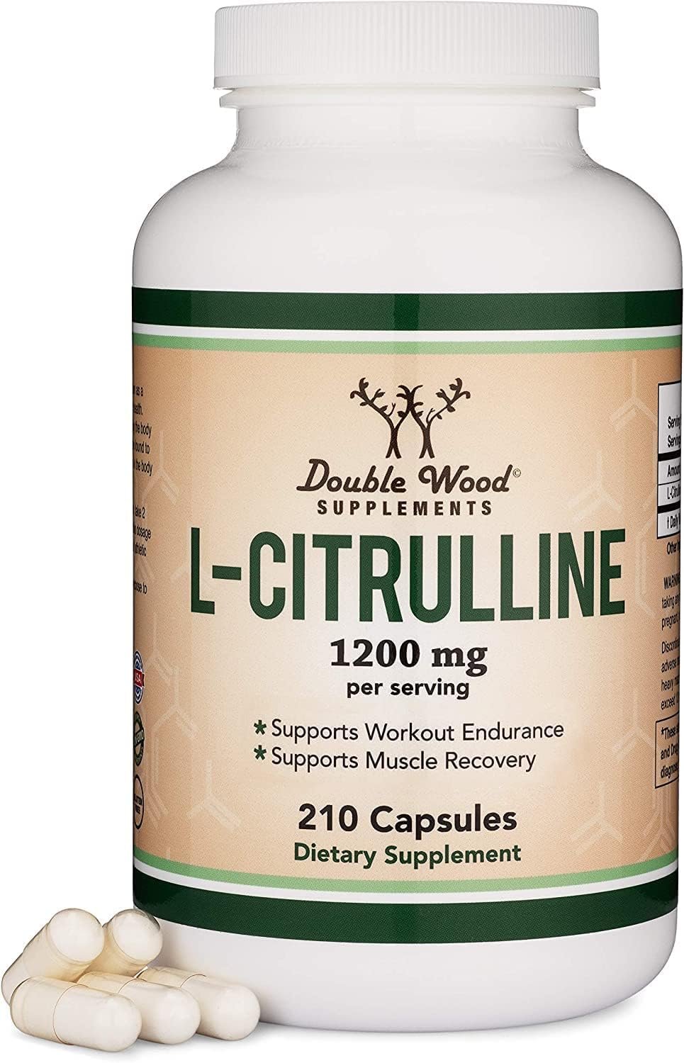 L-Citrulline 1,200mg, Nitric Oxide for Circulation + Pump, 210 Capsules