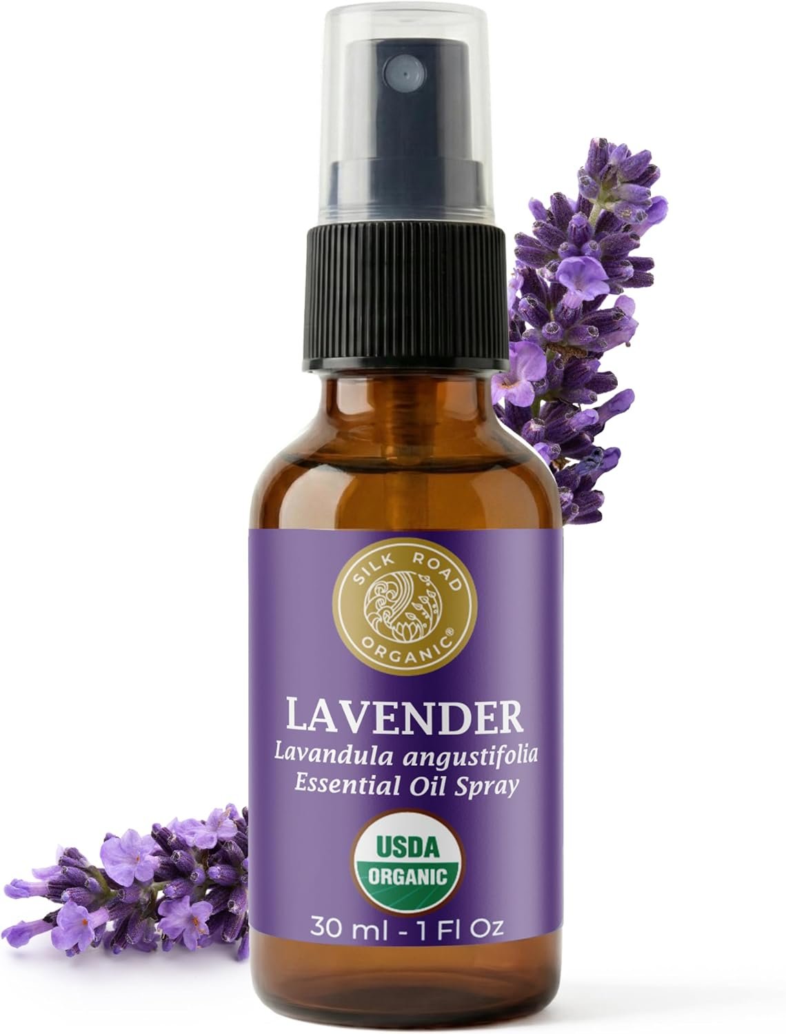 Silk Road Organic Lavender Essential Oil Calming Spray, USDA Certified