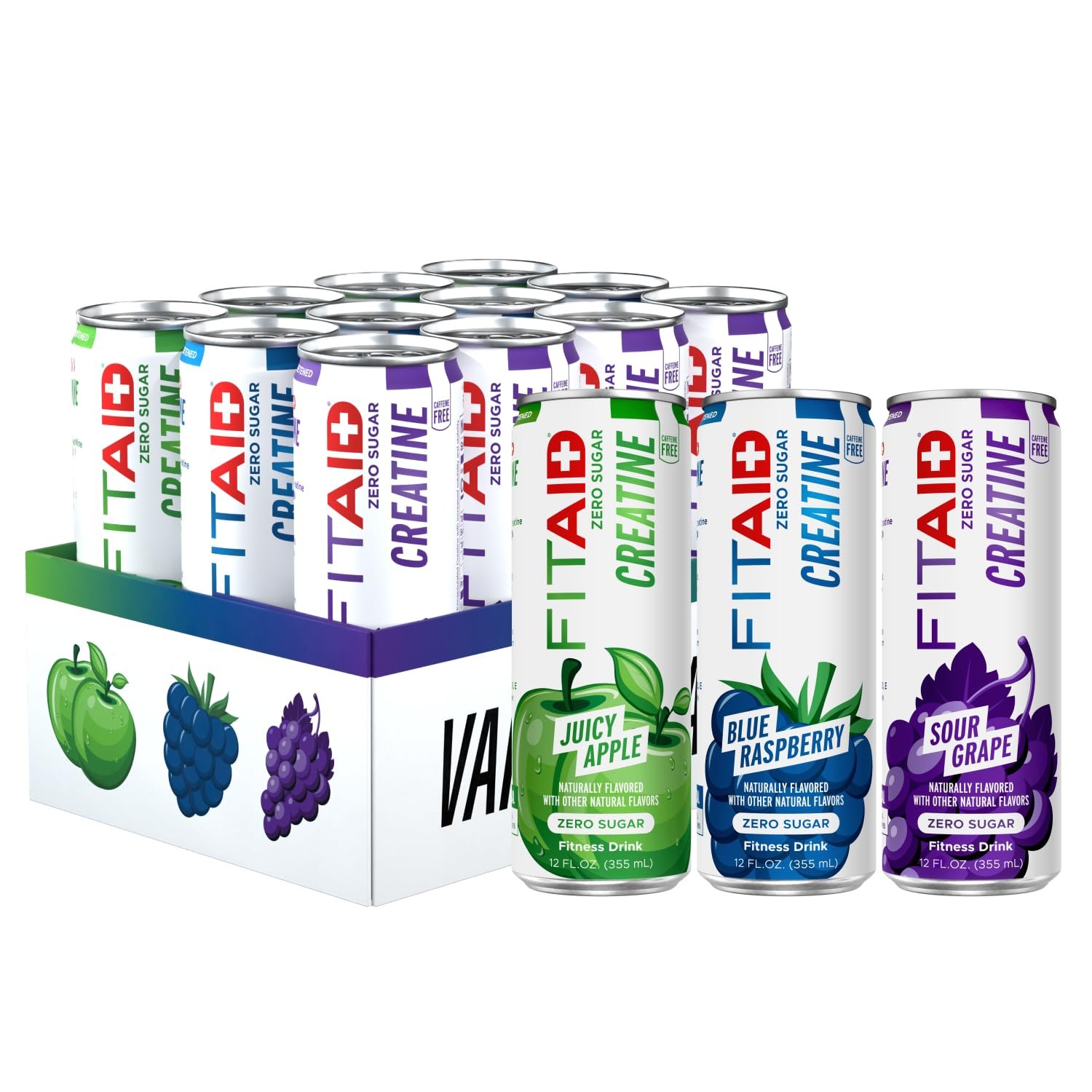 LifeAID FITAID Creatine Recovery Drink, Zero Sugar Variety, 12pk