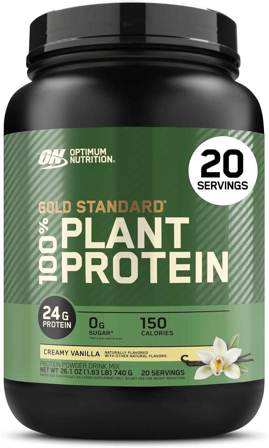 Optimum Nutrition Gold Standard 100% Plant Based Protein Powder, Gluten Free, Vegan Protein for Muscle Support and Recovery with Amino Acids – Creamy Vanilla, 20 Servings (Packaging May Vary)