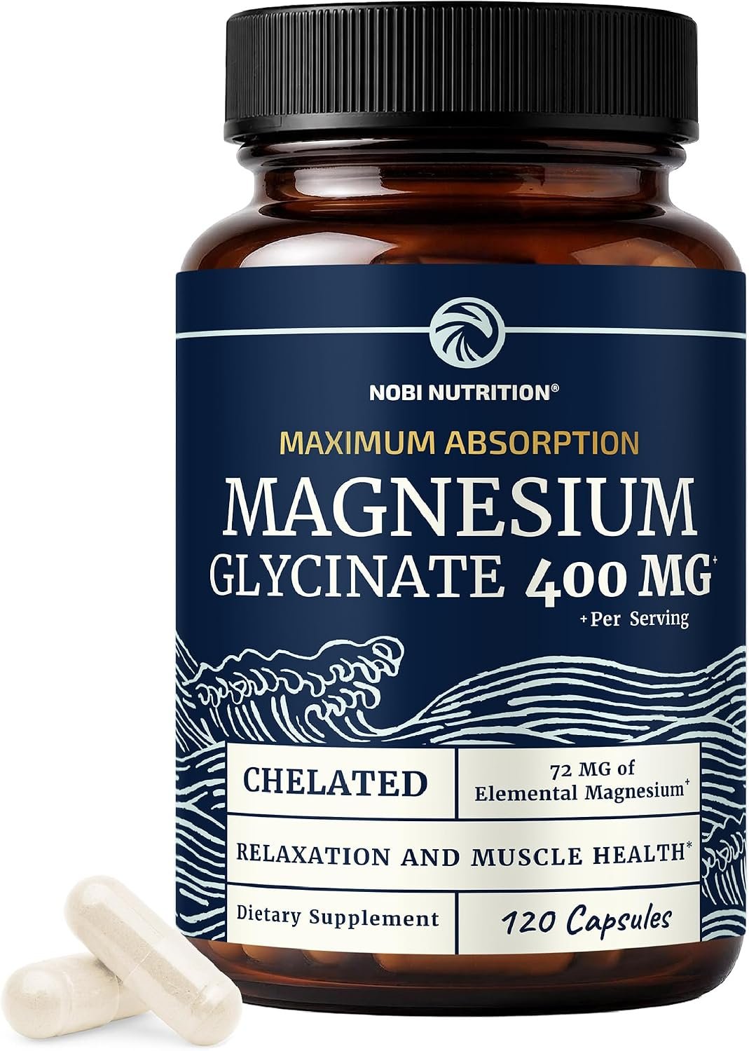 Magnesium Glycinate 400mg, High Absorption, Sleep, Calm & Muscle Support
