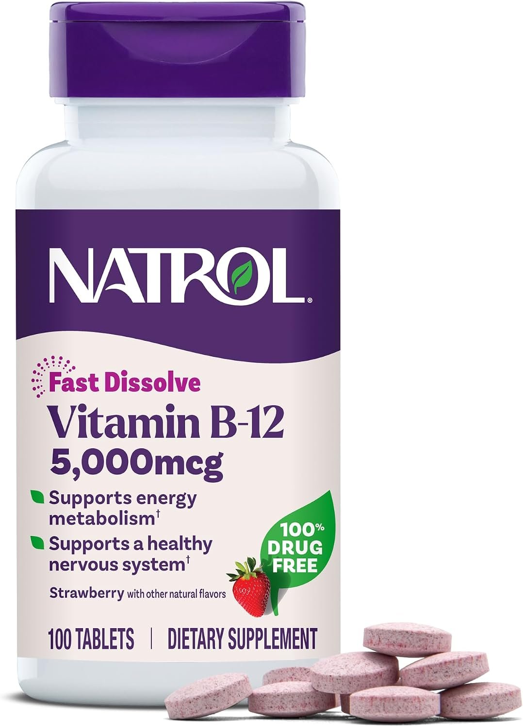 Natrol Vitamin B12 5000 mcg Fast Dissolve B12 Supplement, 100 Tablets