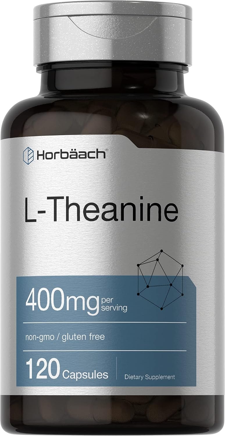 Horbäach L-Theanine Supplement | 400mg | 120 Powder Capsules