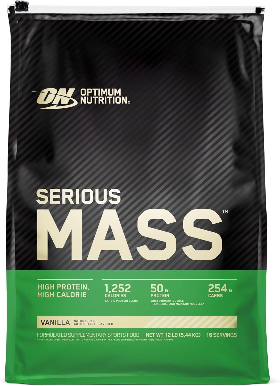 Optimum Nutrition Serious Mass Gainer Protein Powder, Vanilla, 12 Pound