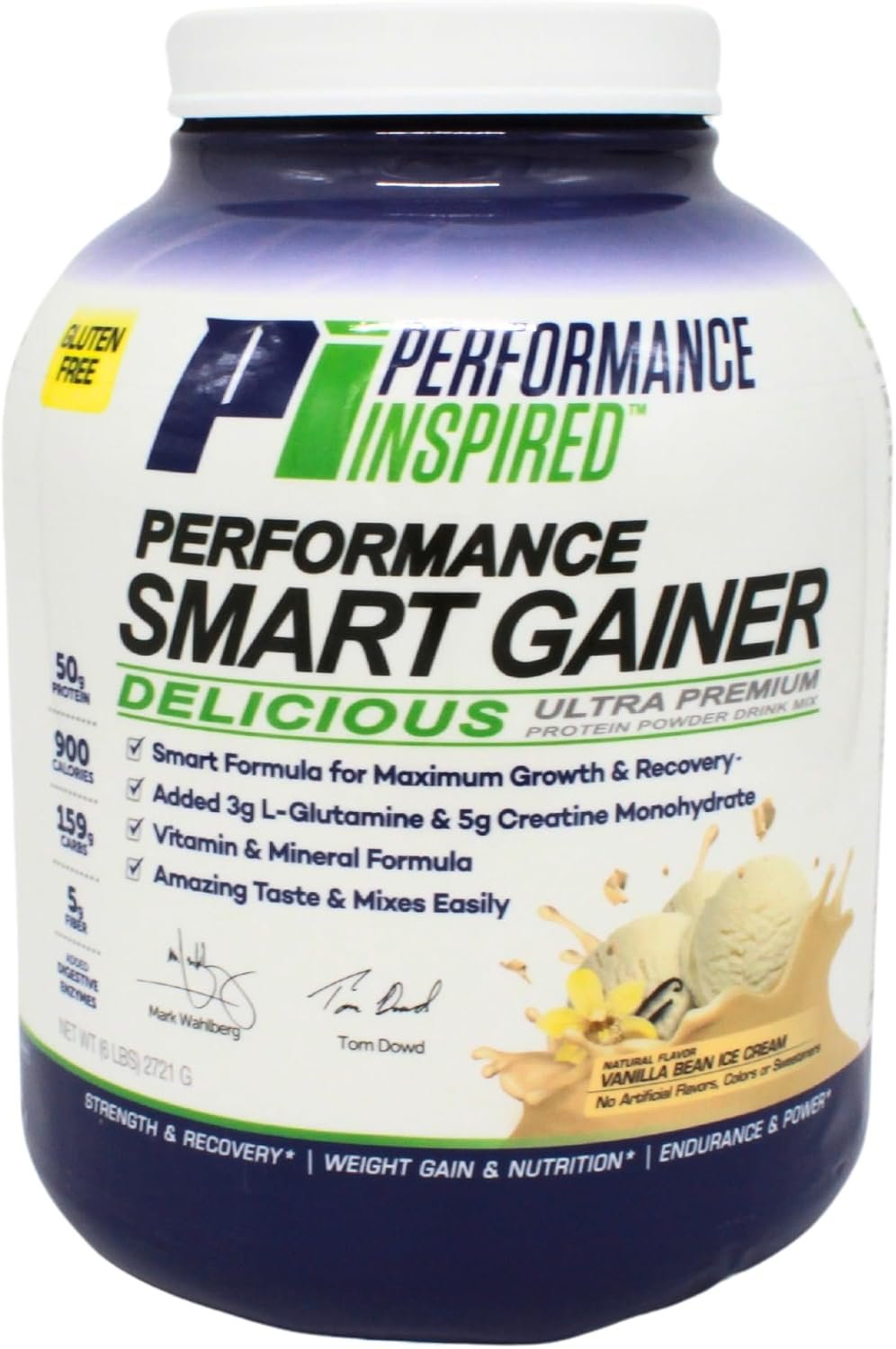 Performance Inspired Nutrition Smart Mass Gainer – 50G Protein, 900 Calories, Creatine, L-Glutamine & Digestive Enzymes – Muscle Growth & Recovery – Vanilla Bean Ice Cream – 6 lb