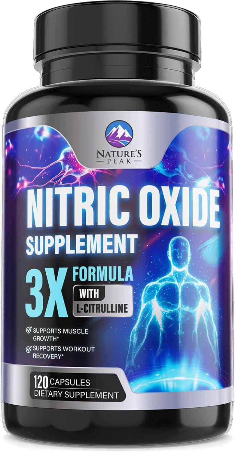 Extra Strength Nitric Oxide Booster – 3X Strength L-Arginine, Citrulline, & Beta Alanine – Premium Nitric Booster Natural Energy, Muscle & Heart Support, Bottled in USA for Men & Women – 120 Capsules