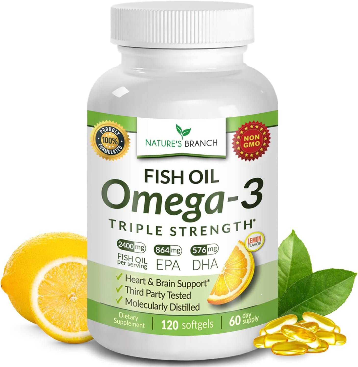 Triple Strength Omega 3 Fish Oil for Heart Health, Brain & Eyes – Burpless