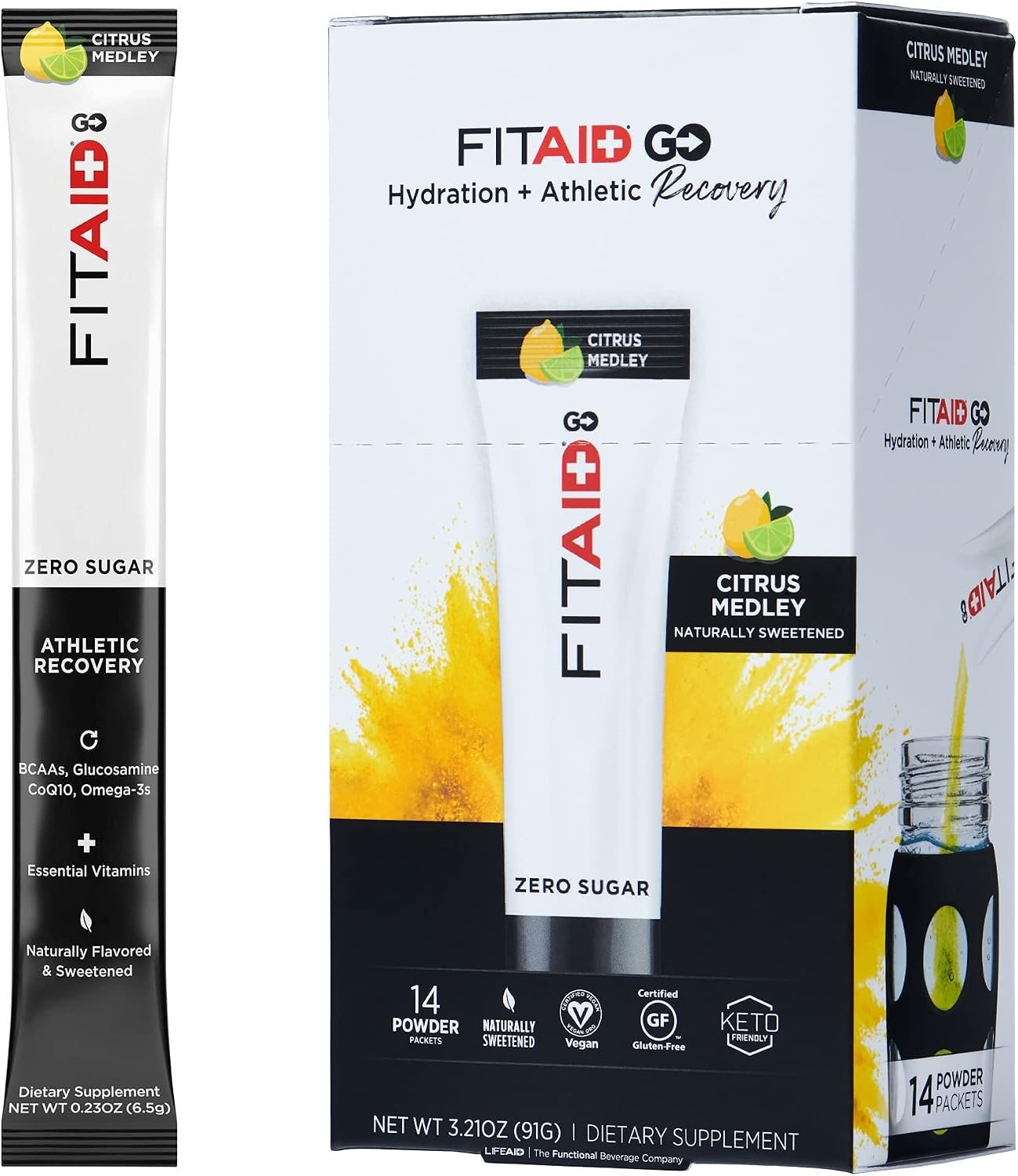 LIFEAID FITAID GO Zero Sugar Recovery & Hydration Packets (14 Packets)