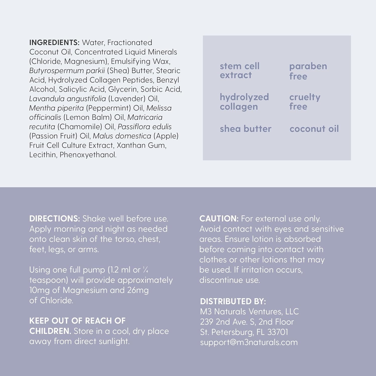 Lavender & Chamomile Magnesium Lotion for Sleep & Relaxation, 8 fl oz by M3